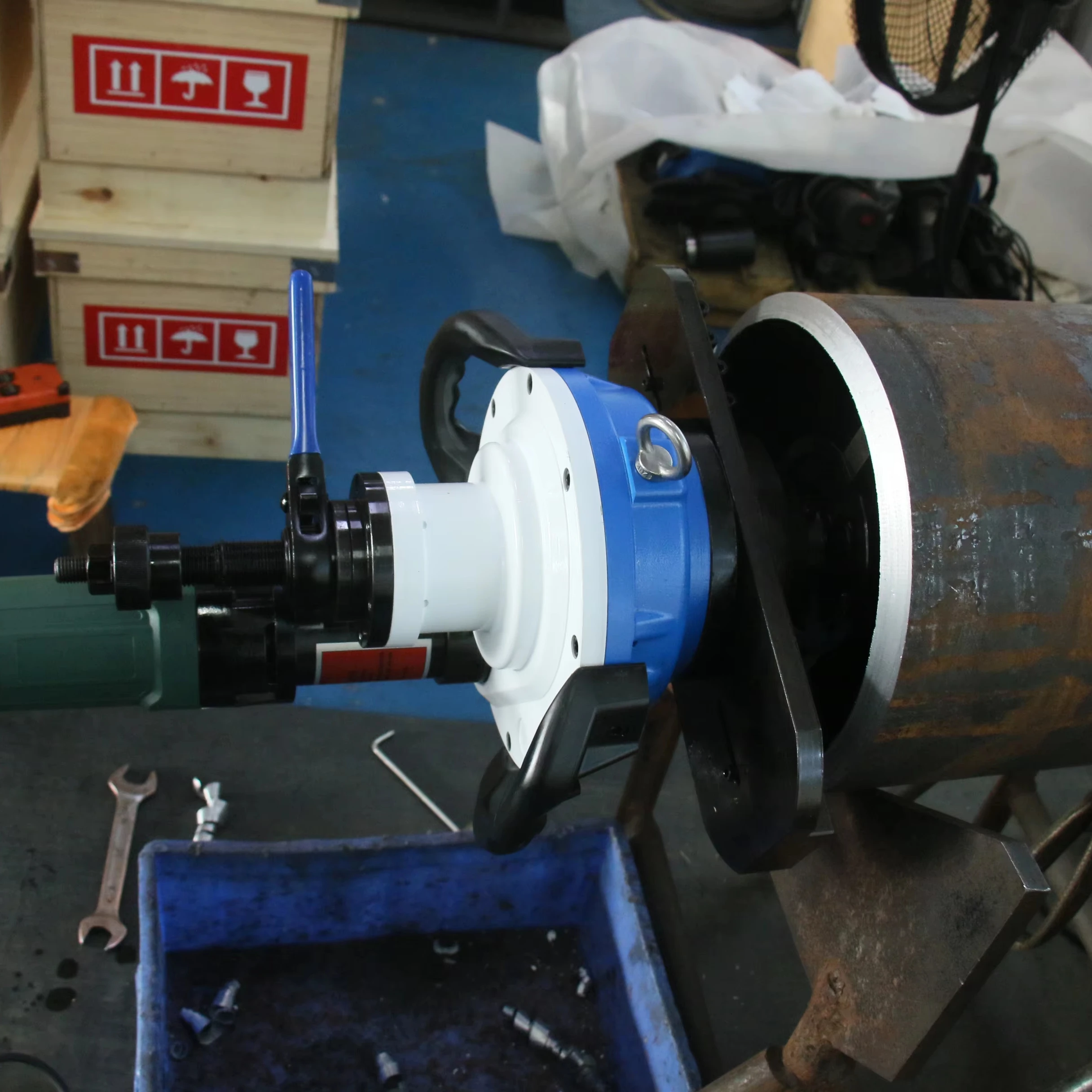 Portable Battery Powered Pipe Beveling Machine, Metal Tube Chamfer Tool for Pipeline Maintenance