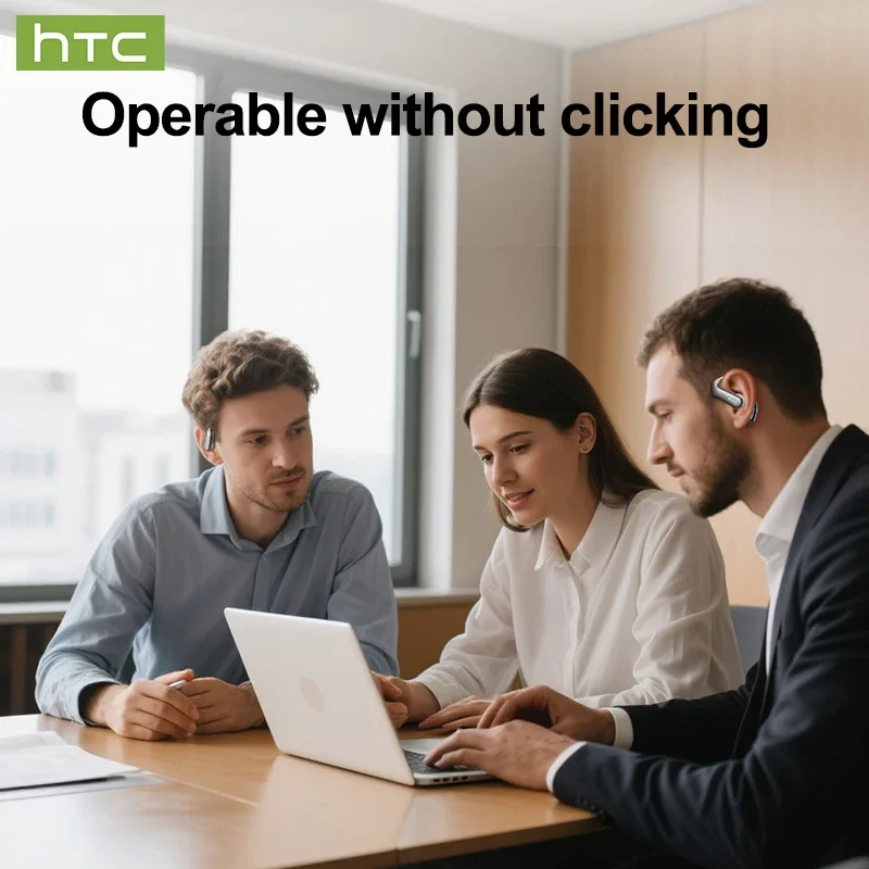 سماعات أذن HTC NE63 بلوتوث V6.0 مزودة بخطاف للأذن، سماعات أذن لاسلكية طويلة العمر ومترجم AI مع ميكروفون #3