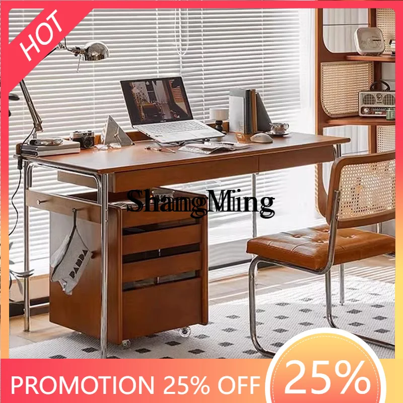 

FG solid wood desk retro medieval writing desk home computer desk simple small apartment