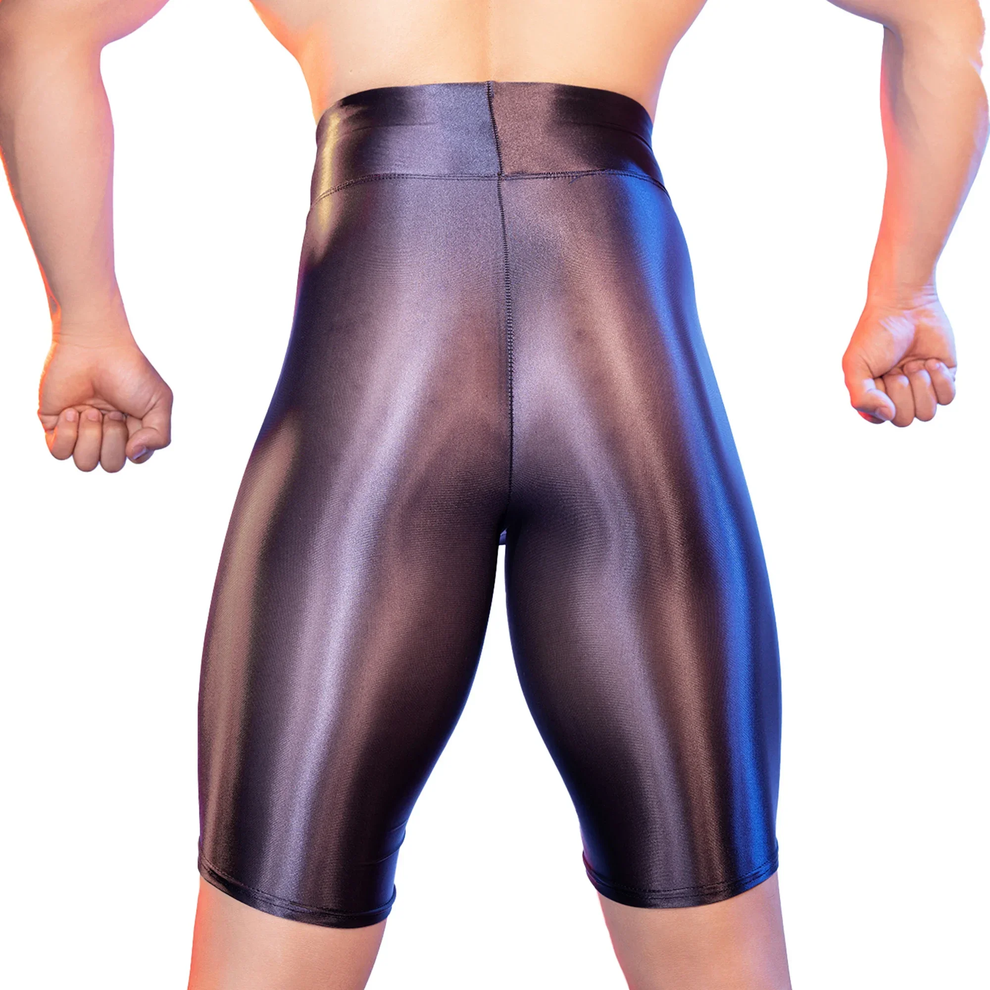 

Men's Solid Color Sheer Breathable Elastic Underwear Body Shaping Control Boxers Shorts High Waist Sexy Slimming Trunks Bottoms