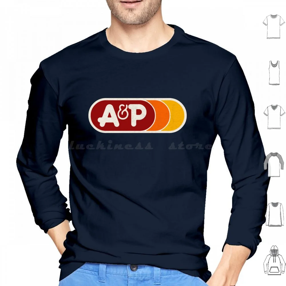 A & P Grocery Store Hoodie cotton Long Sleeve A And P Grocery Defunct 80s 70s Retro Style Logo Retailer Grocer