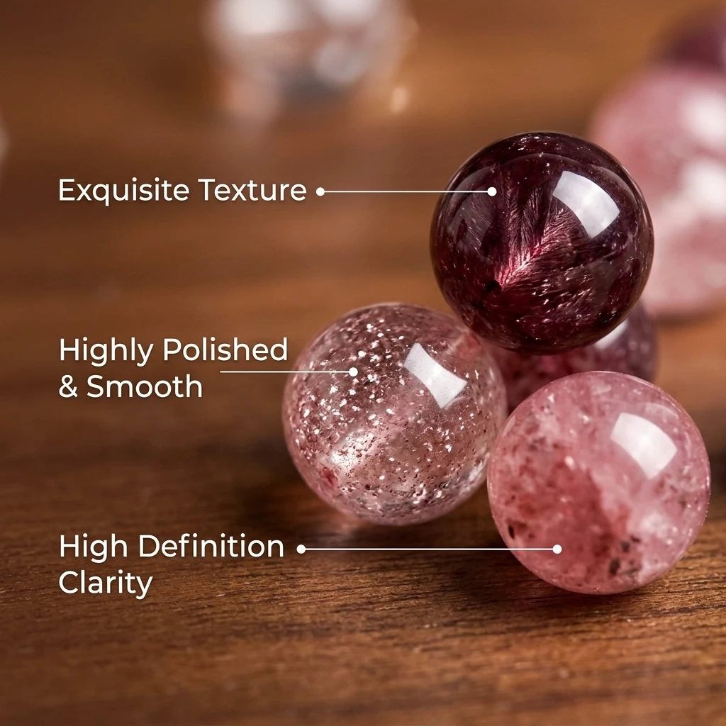 Naturstein, dunkle Farbe, Erdbeerquarz, rund, lose Abstandshalter, 6, 8, 10 mm, für Schmuckherstellung, DIY-Halskette, Armband, Zubehör – Detail 5