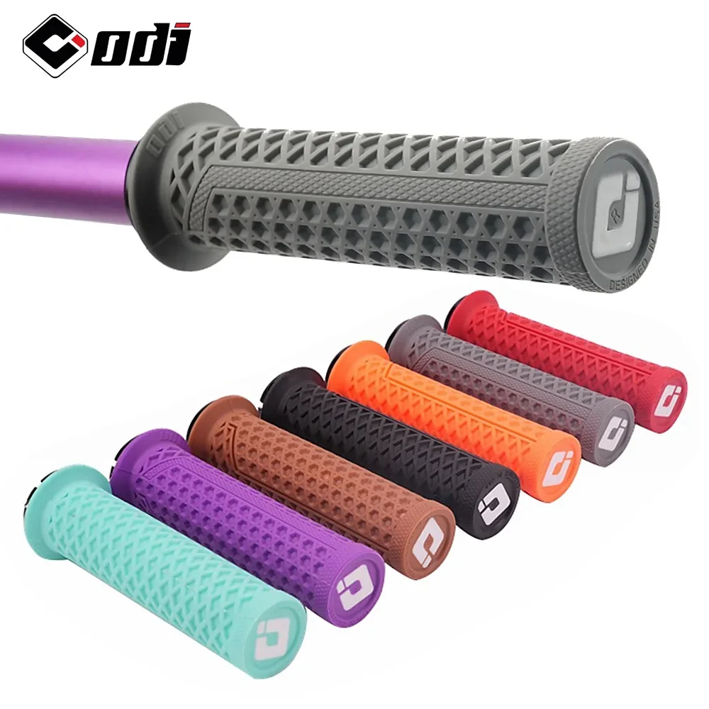 ODI VS-21 MTB Handlebar Grips Silicone Lock-On Bicycle Cover Updated Waffle Pattern Anti-slip Shock Absorption Handle Parts