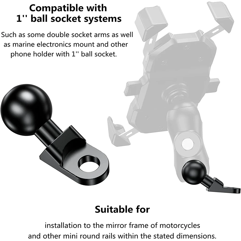قوس تثبيت رأس الكرة للملاحة ، قاعدة مرآة الرؤية الخلفية ، قوس الهاتف المحمول ، 1"