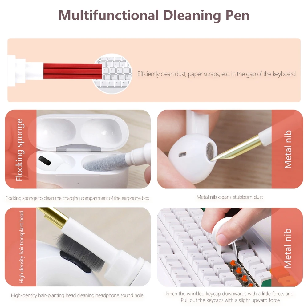 New Bluetooth-Compatible Headphone Keyboard Cleaner Kit Earphone Cleaning Pen Brush Earbuds Case Cleaning Tool For IPhone Xiaomi