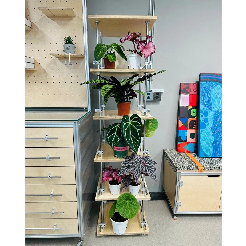 Simple optical axis stainless steel ocean plate flower stand flower pot stand display stand multi-layer household display rack