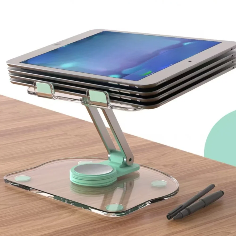 

Transparent Acrylic Tablet Desktop Stand Adjustable Foldable Phone Bracket 360° Rotation Multifunctional Tablet Holder