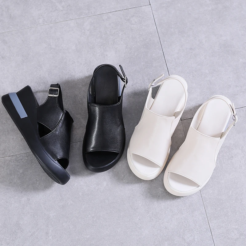 Summer Large Size Women Sandals Fashion Wedge Platform Sandal Ladies Outerwear Open Toe Solid Color Comfortable Thick Sole Shoes