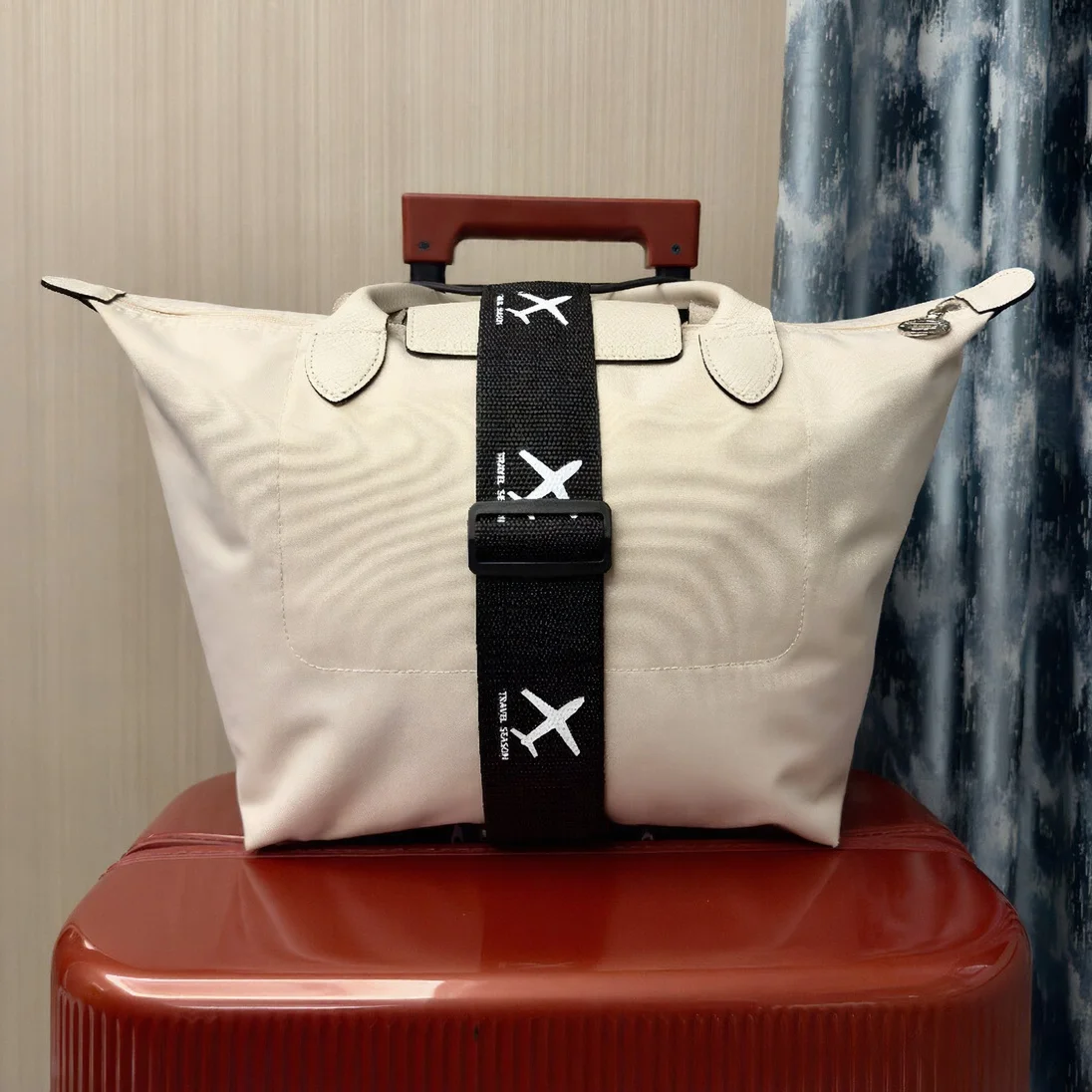 Airplane Pattern Luggage Straps Bag Bungee Suitcase Adjustable Belt, Travel Suitcase Elastic Strap Belt Luggage Accessories