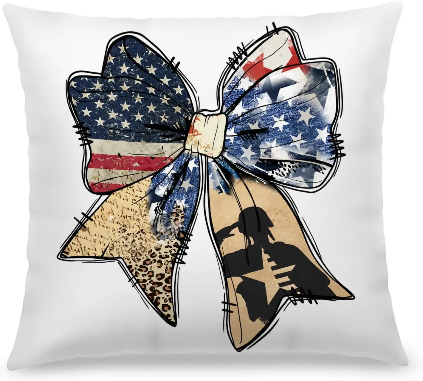 American Patriotic Pillow Cover Cushion Case USA Flag Throw Pillow Decor Stars Stripes Americana 40x40cm Home Accent