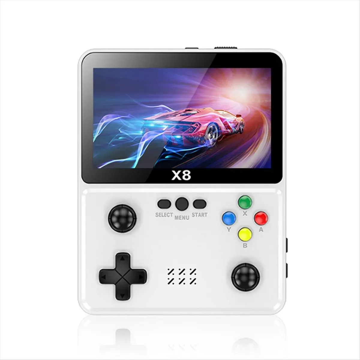 【50% OFF】X8 Retro Game Console 4inch IPS Screen Handheld Game Player 10 Simulators Video Game Console for SFC White