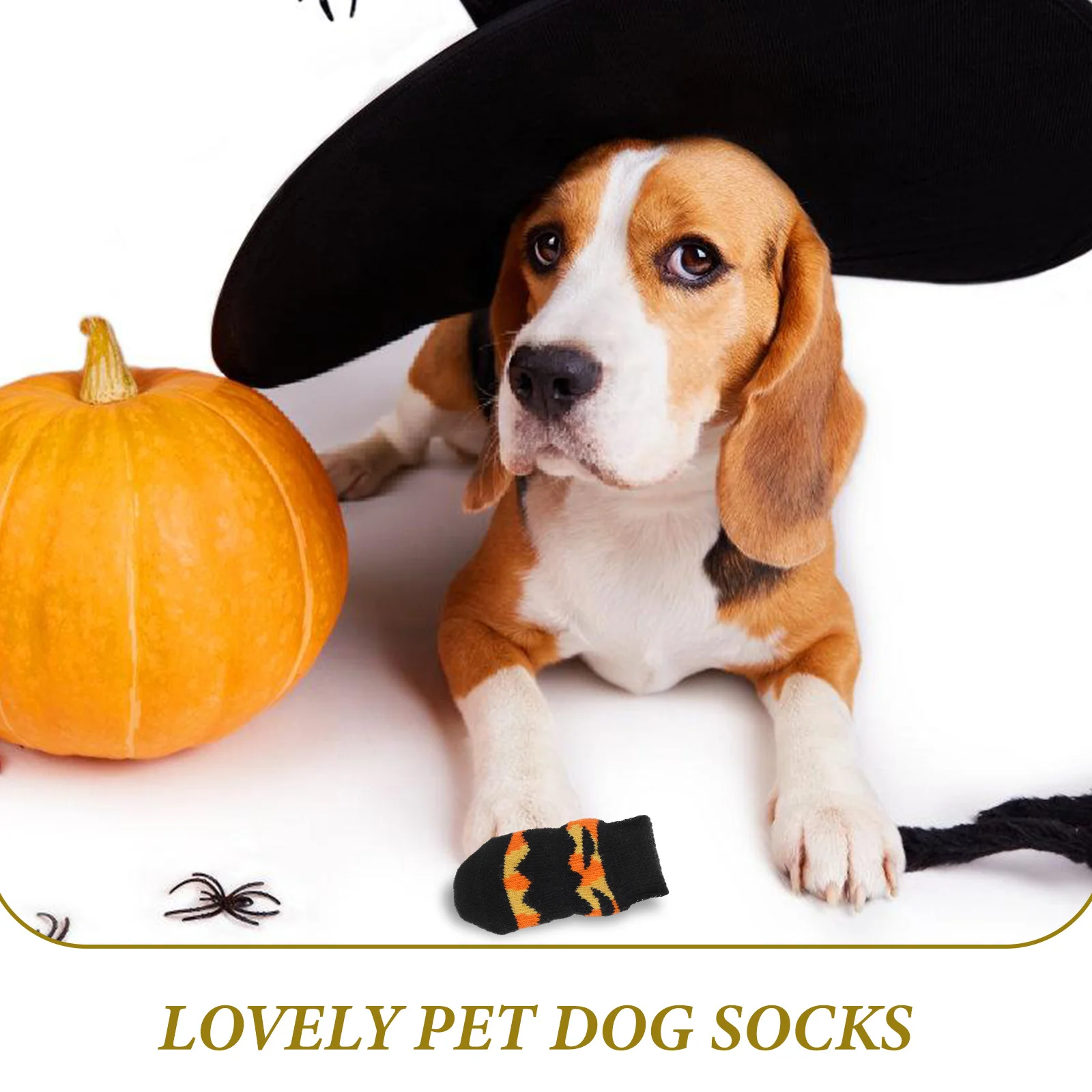 

Pet Pumpkin Cotton Socks Durable Dog Socks Halloween Cartoon Pattern Protect Paws Against Cold Snow Ice Salt Dog Sockd