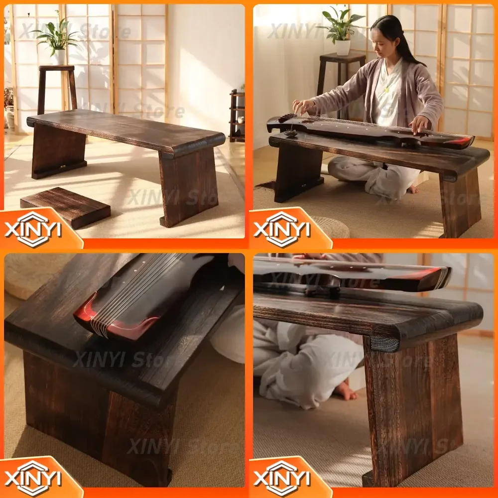 Foldable Table for Zen Meditation Tea Ceremony Low Height Tatami Wood Style Compact Classical Chinese Instrument Stand for