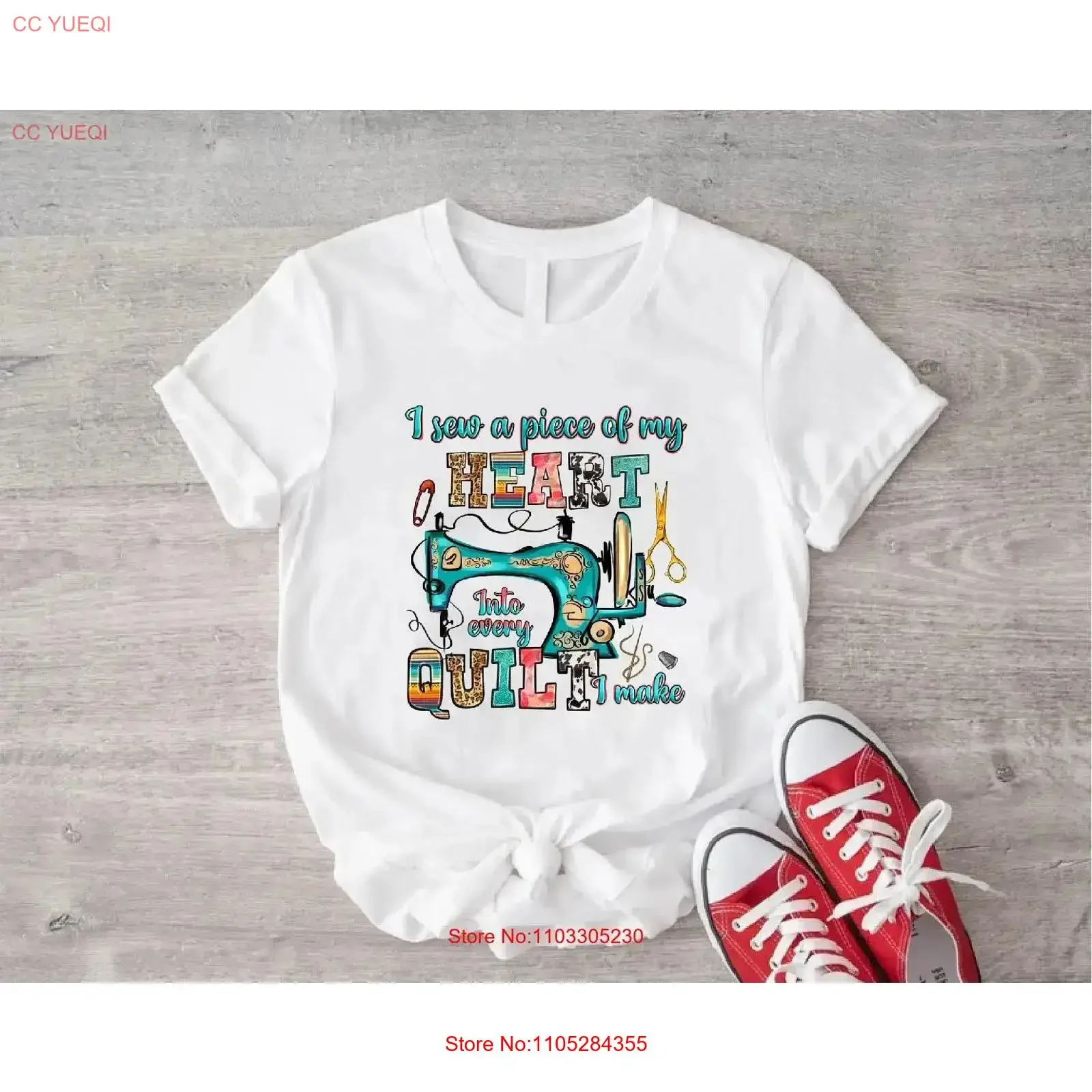 I Sew A Piece Of My Heart Into Every Quilt Make T shirt Tailor Woman's Funny Vintage Sewing Lover vintage Washed Breathable
