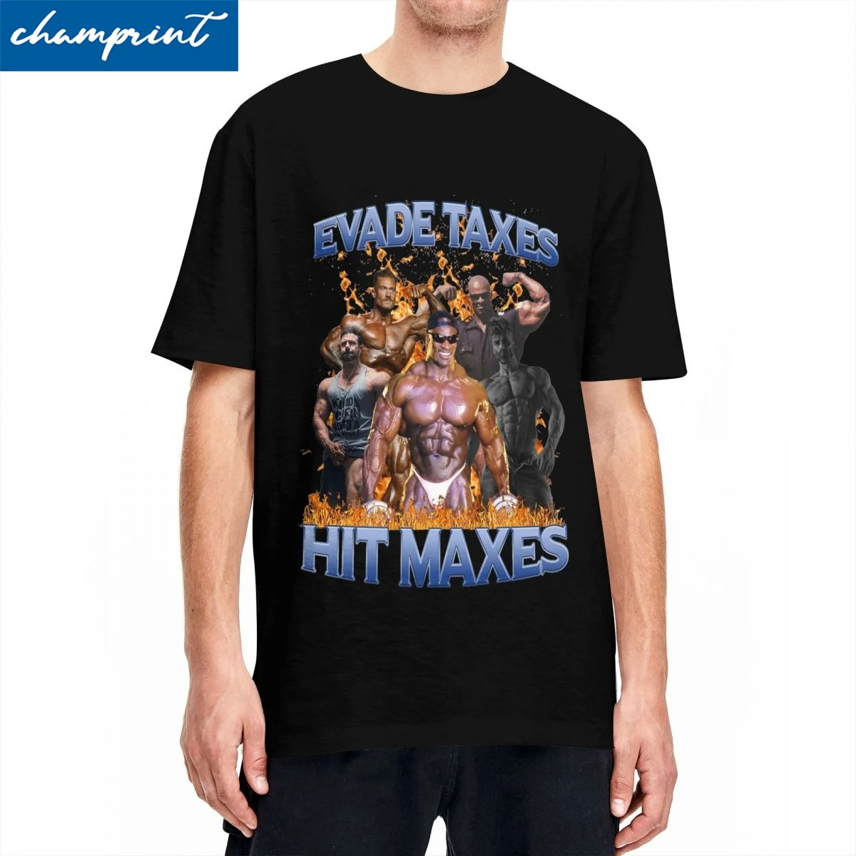 Evade Taxes Hit Maxes Chris Bumstead Cbum Gym T Shirts Men Women's Cotton Novelty T-Shirt Round Collar Tee Shirt Clothing Unique