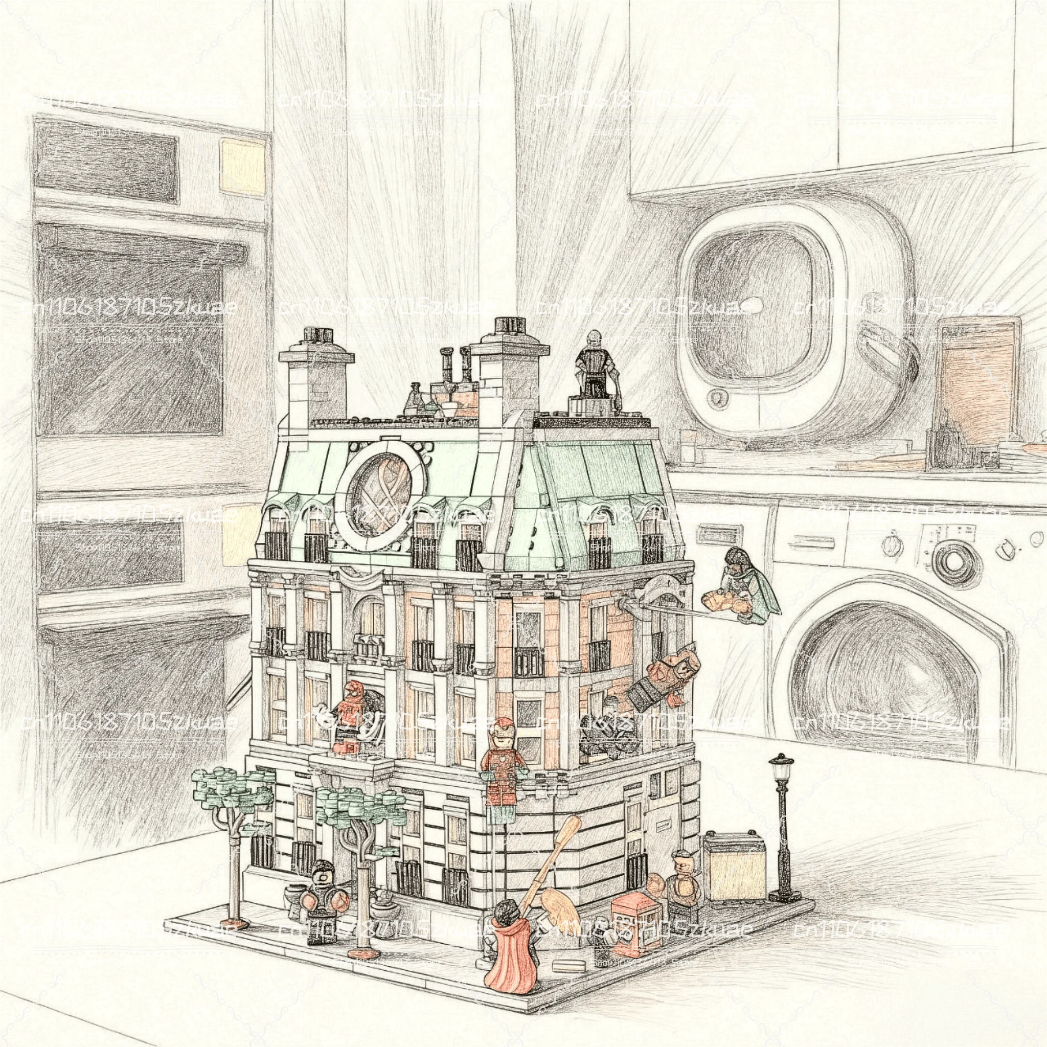 

MOC 2708 шт. Holy of Holies, строительный кирпич, волшебник, герой, квартира, резиденция, модульная подарочная сборка, детский набор игрушек