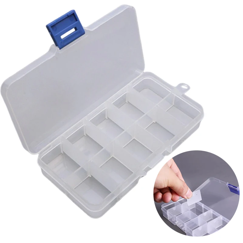 1/5/10pcs Storage Box 10grids Transparent Detachable Compartment Organizers Plastic Storage Case Beads Diamond Container TMZ