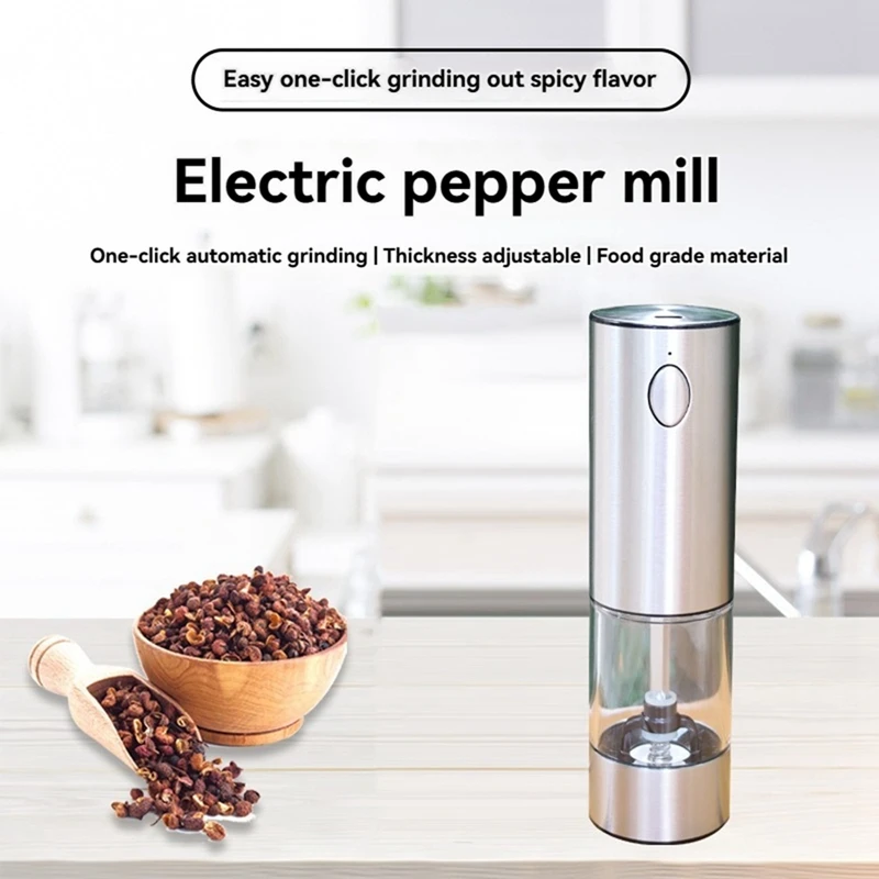 Electric Salt And Pepper Grinder Set Rechargeable LED Automatic Salt & Pepper Mill Grinder With 6 Adjustable Coarseness