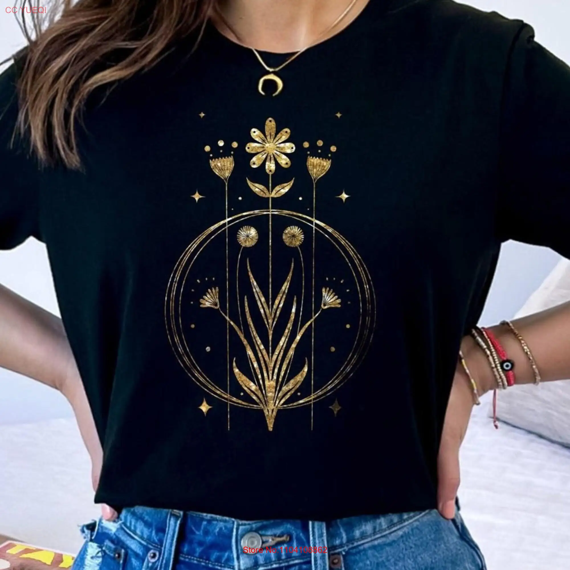 Boho Flower T Shirt Wildflowers Floral Flowers Lover Aesthetic long or short sleeves