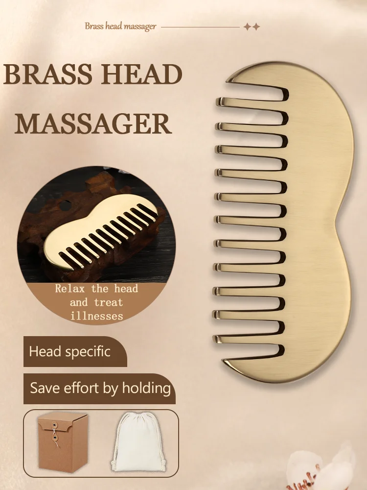 Free custom logo Gua sha comb massage comb scalp massage copper scraping massager Head meridians Spa tool Meridian Massager