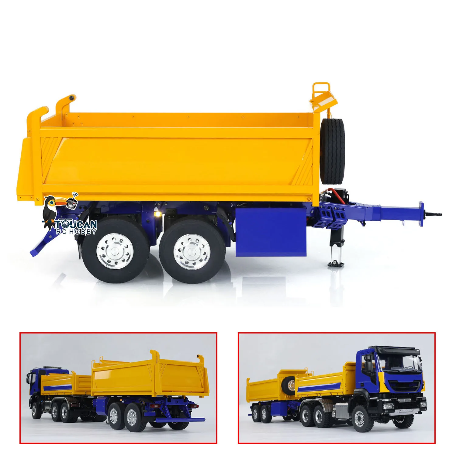 Toys LESU Metal 1/14 2-Axle RC Hydraulic Trailers Electric Self-dumping Full Trailer for RC Dumper Tipper Vehicle Model