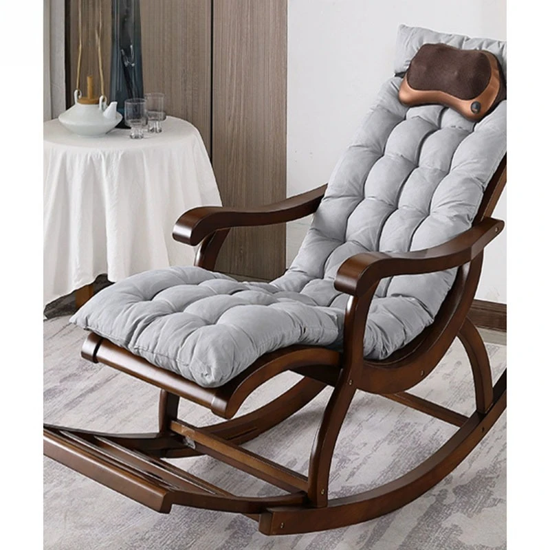 Extended solid wood rocking chair, happy chair, elderly  , Chinese style, balcony leisure recliner chair, rocking