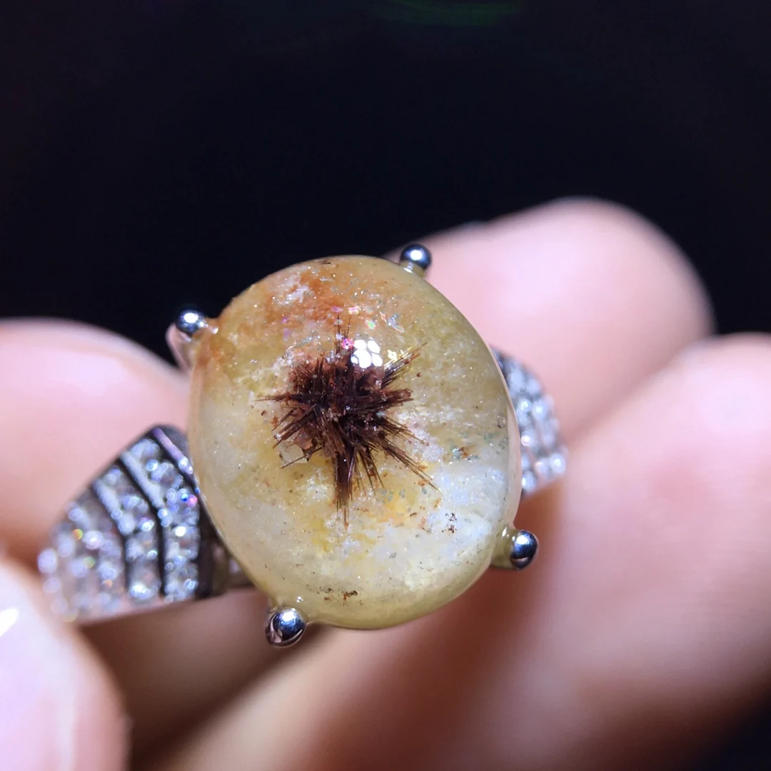 

Natural Gold Rutilated Quartz Pendant Flower Rutilated Quartz 11.5/10mm Men Women Brazil AAAAAAA