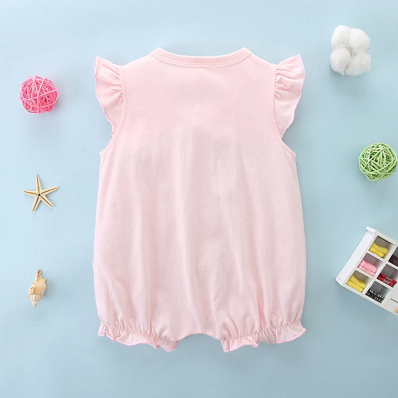 Baju bayi baru lahir, baju katun murni tipis, jumpsuit lucu putri bayi perempuan usia 0-1 tahun