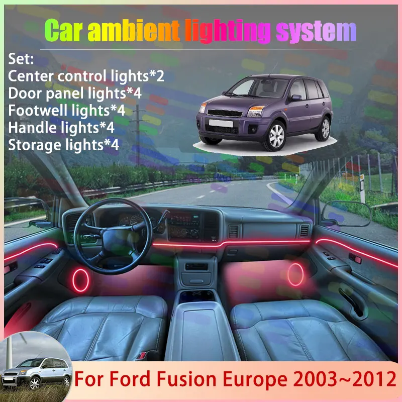 Для Ford Fusion Europe 2003~2012 2004 2005: Комплект атмосферной RGB-подсветки с эффектом бегущих огней (2/24 шт.) Для Ford Fusion Europe 2003~2012 2004 2005: Комплект атмосферной RGB-подсветки с эффектом бегущих огней (2/24 шт.)