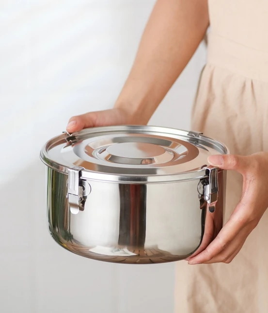 

Set of 3 Stainless Steel Food Storage Containers Leak-Proof Smell-Proof With Lid