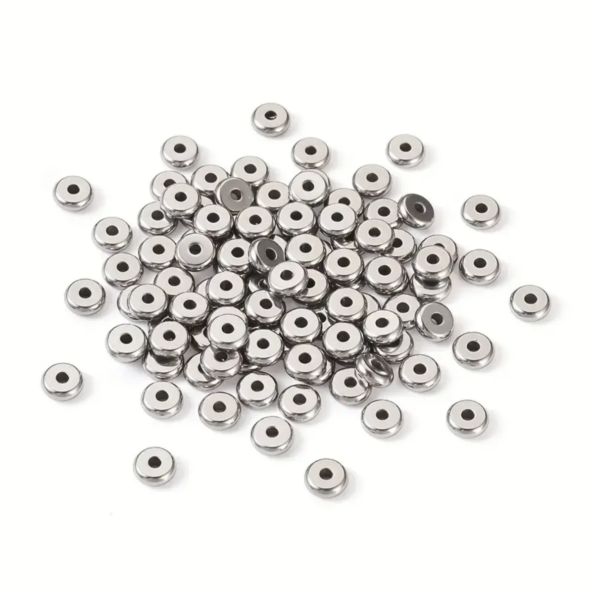 20/50pcs 4 5 6mm Stainless Steel Flat Wheel Beads Spacer Beads Bracelet Necklace Loose Beads DIY Handmade Jewelry Accessories