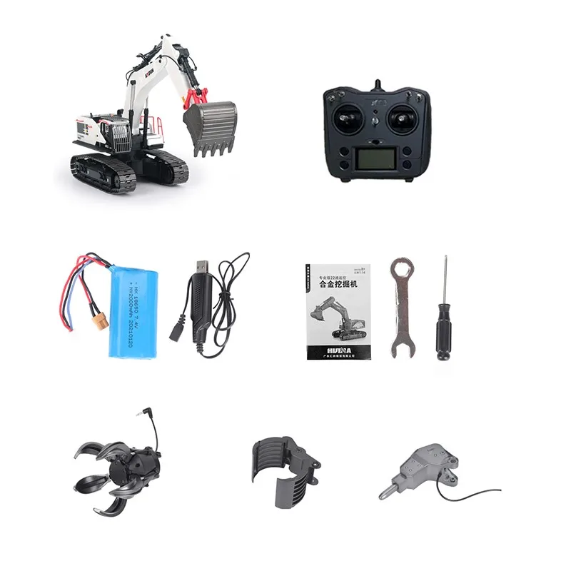 HUINA 1/14 Metal RC Excavator Truck Car Remote Control Model 1594 Light Battery Sound Outdoor Toys For Boys TH19286-SMT9