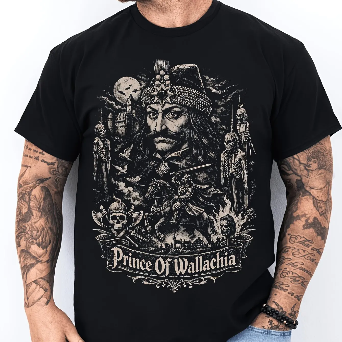 Vlad The Impaler T-Shirt, Gothic-Unisex-T-Shirt für Fans der dunklen Geschichte, perfekte Geschenkidee für Horror-Enthusiasten im Sommer – Detail 7
