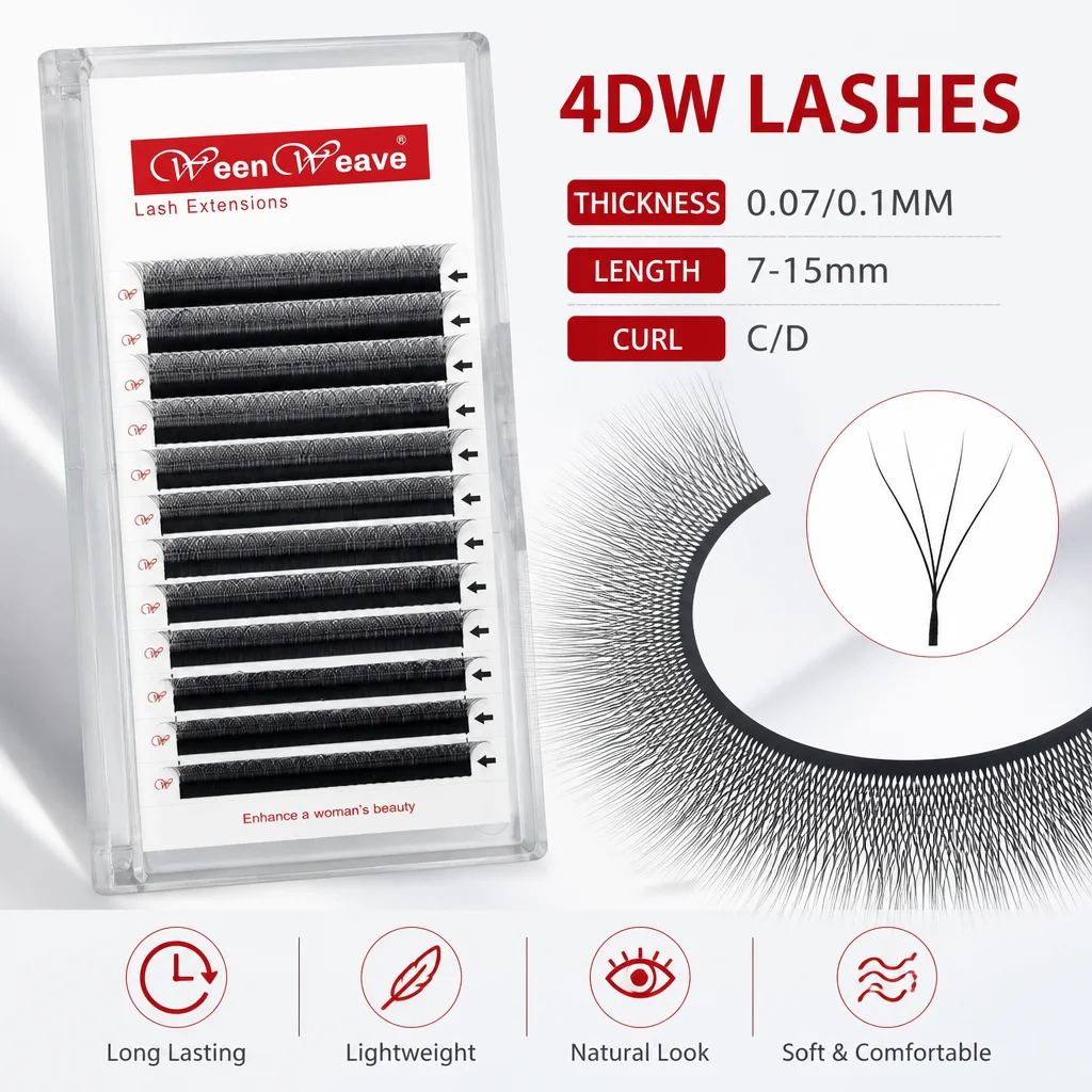 WeenWeave 4D W Style Lashes Natural Soft Bloom Lash Automatic Flowering Volume Eyelashes Premade Fans Eyelash Extension