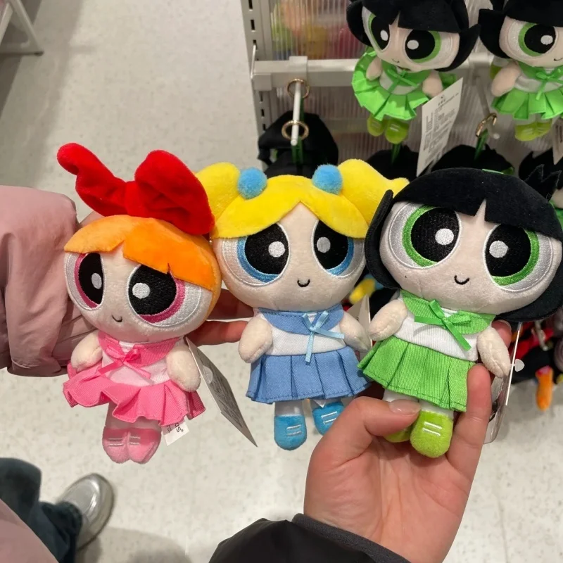 New The Powerpuff Girls College Style Plush Doll Buttercup Bubbles Blossom Plush Pendent Keychain Schoolbag Decoration Kid Xmas