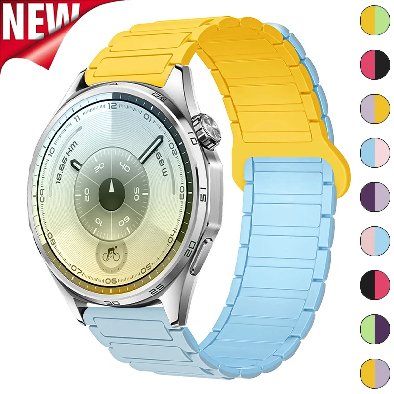 18mm 20mm 22mm Two Tone Silicone Strap for Samsung Galaxy Watch 7 6 5 4 40mm 44mm Magnetic Band for Huawei Watch GT6 GT5 42/46mm