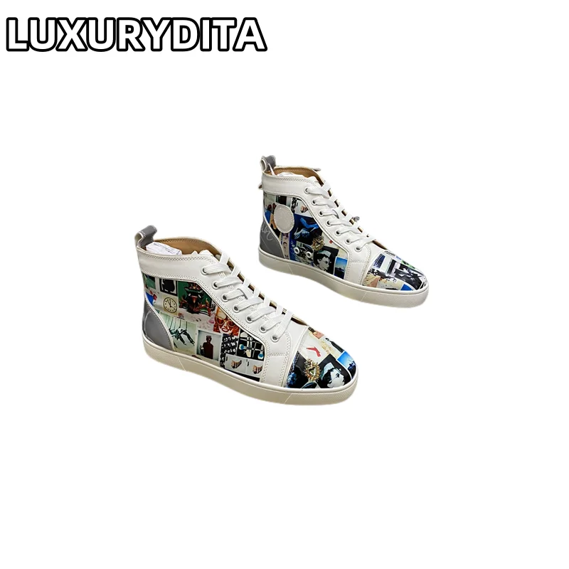 Chaussures de tennis décontractées à la mode pour femmes de qualité supérieure baskets de luxe en cuir véritable pour hommes 35-48 Designr Rivet chaussures d'amoureux à semelles rouges M0028
