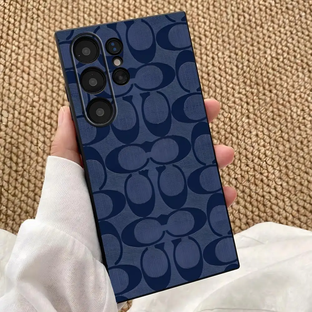 Luxury fashion brand C-Coach Phone Case For Samsung Galaxy S26 S25 S24 S23 S22 S21 S20 Plus Ultra Note20 Soft Black