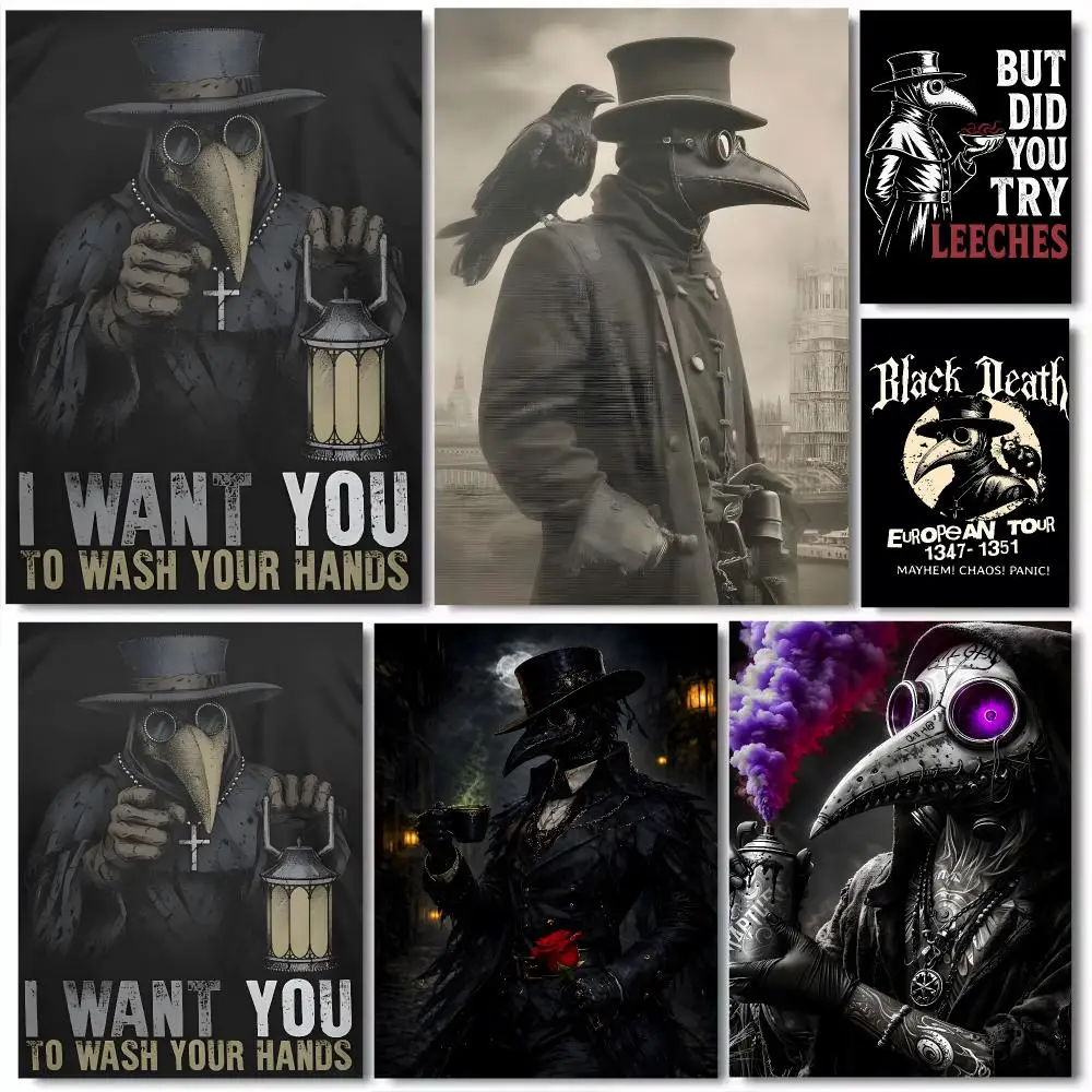 Horror P-Plague Doctor Poster Resistente al Agua Duradero para Decoracion de Pared en Cualquier Espacio