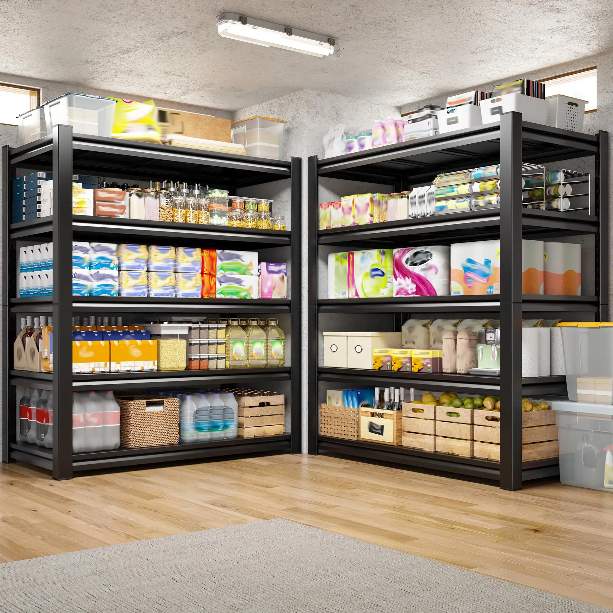 5 Tier Garage Shelving for Garage, Adjustable Metal Shelving
