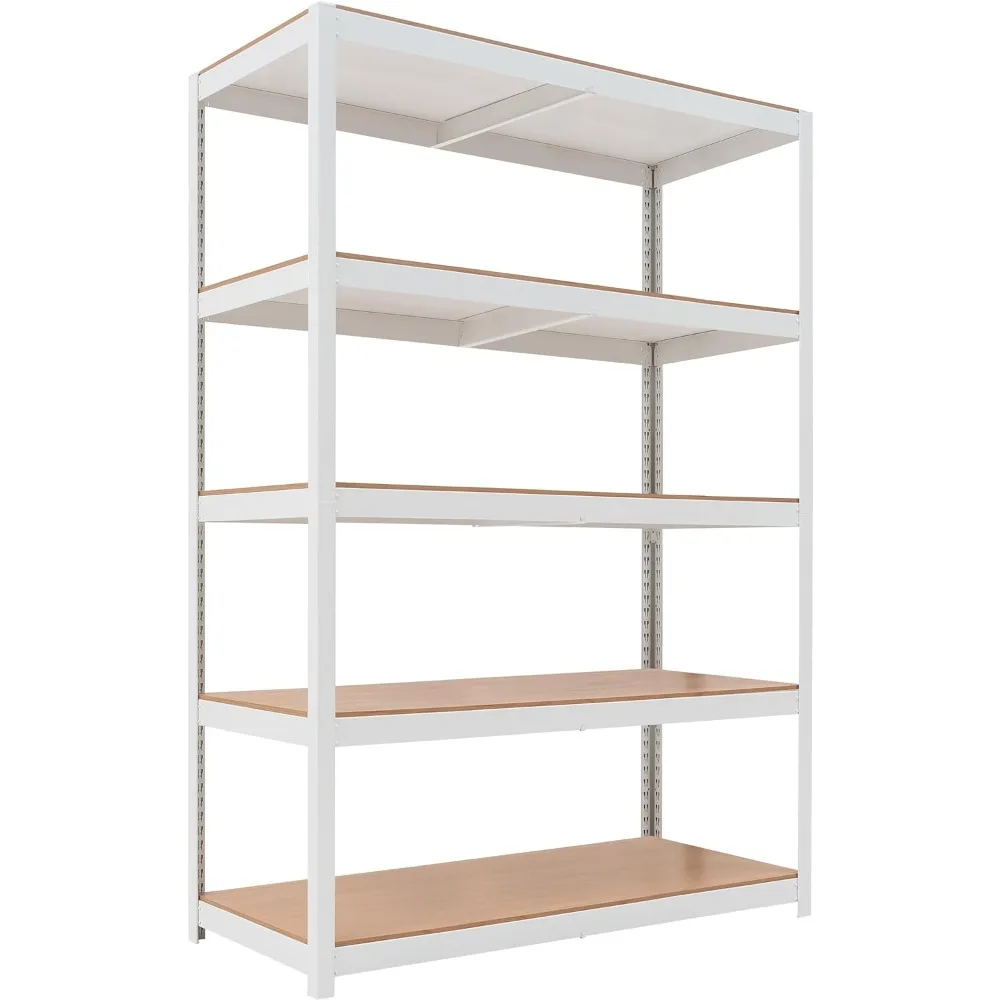 

House Z-Beam White Heavy Duty Garage Storage Shelving Adjustable 5-Tier Metal Shelves Laminated Shelf Industrial Utility