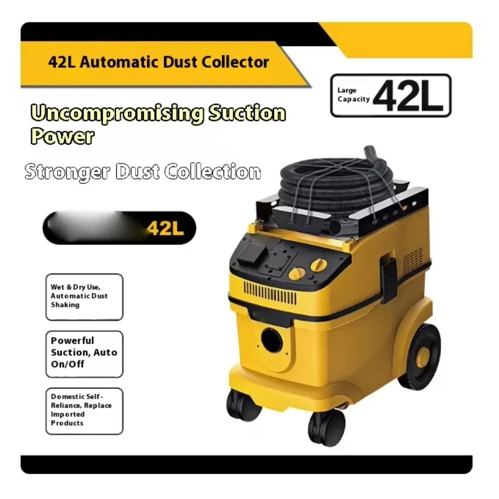 42L Vacuum Cleaner, Powerful Automatic Shaking Dust Collector, Wall Polishing Machine, High-power Industrial Dust Extraction