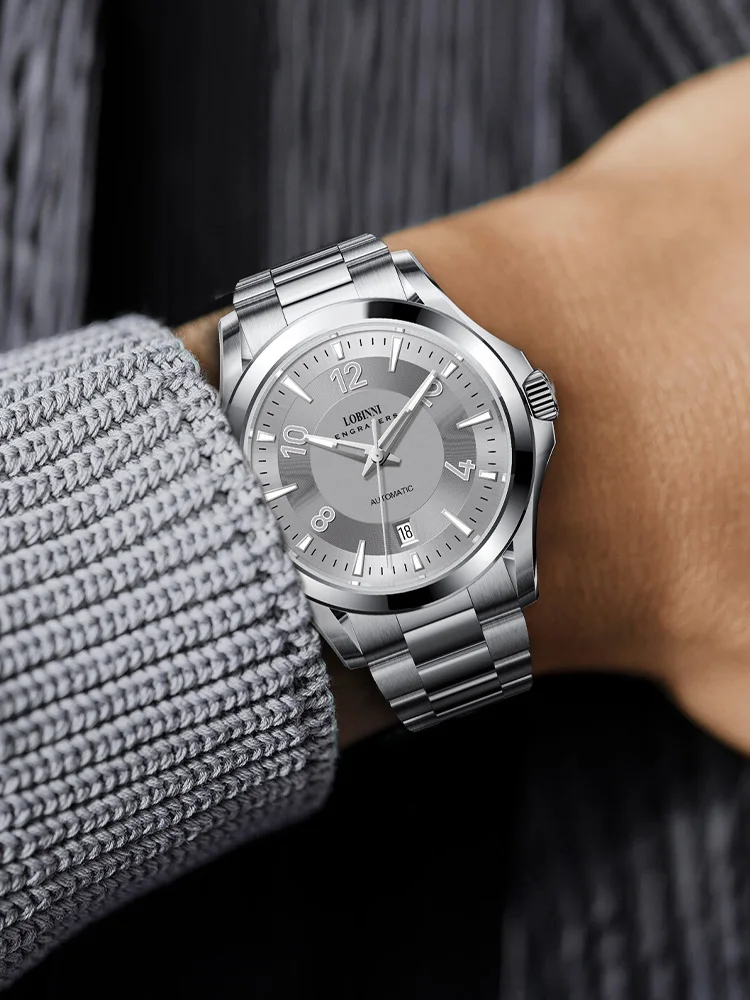 جديد LOBINNI ساعة رجالية العلامة التجارية الفاخرة 41.5 مللي متر ساعة اليد الميكانيكية التلقائية 50 مقاوم للماء الياقوت مضيئة تاريخ ميوتا 8215