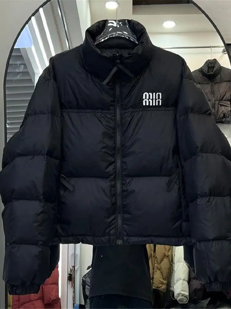 

Женская стеганая куртка Jaet White Du down Cact Version Loose Fit Warmth Long Sve ort Sle Winter New Faion Casual Sle