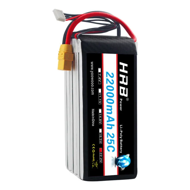 HRB High Capacity 20000mAh 22000mAh 2S 3S 4S 5S 6S 25C XT90 Plug