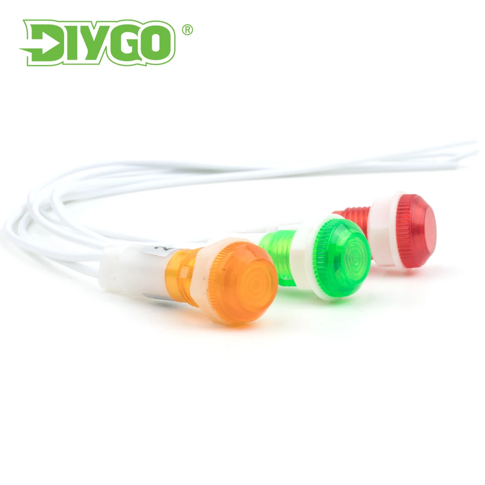 5PCS 10 มม.สัญญาณโคมไฟแผงติดตั้งไฟ LED สีแดงสีเขียวสีเหลือง 12V 24V 380V 220V PILOT Guiding ไฟฟ้าอุปกรณ์