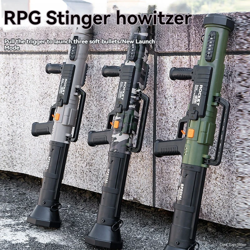 RPG Stinger Howitzer Manual Foam Dart Blasters Missile Gun Replica Airsoft Weapons Launcher Outdoor Toys for Children Novel Toys