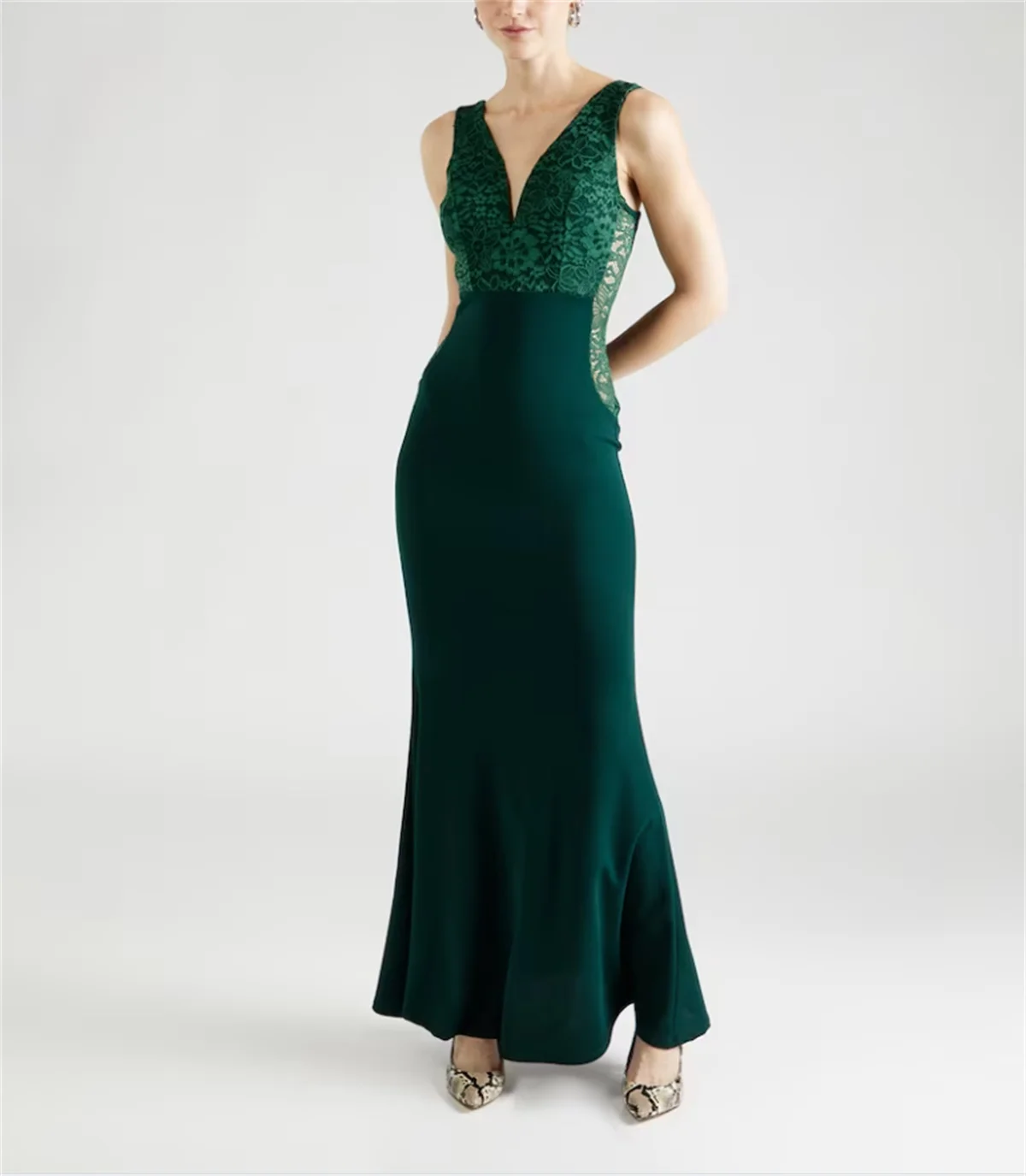 Green Elegant Crew Neck Mother's Dress A-Line Lace Tulle Sleeveless Appliqué Prom Dress to the Ground Tailored vestidos de noche