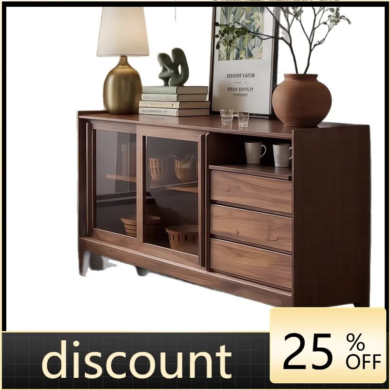 

LMM antique solid wood dining side cabinet living room wall integrated locker storage