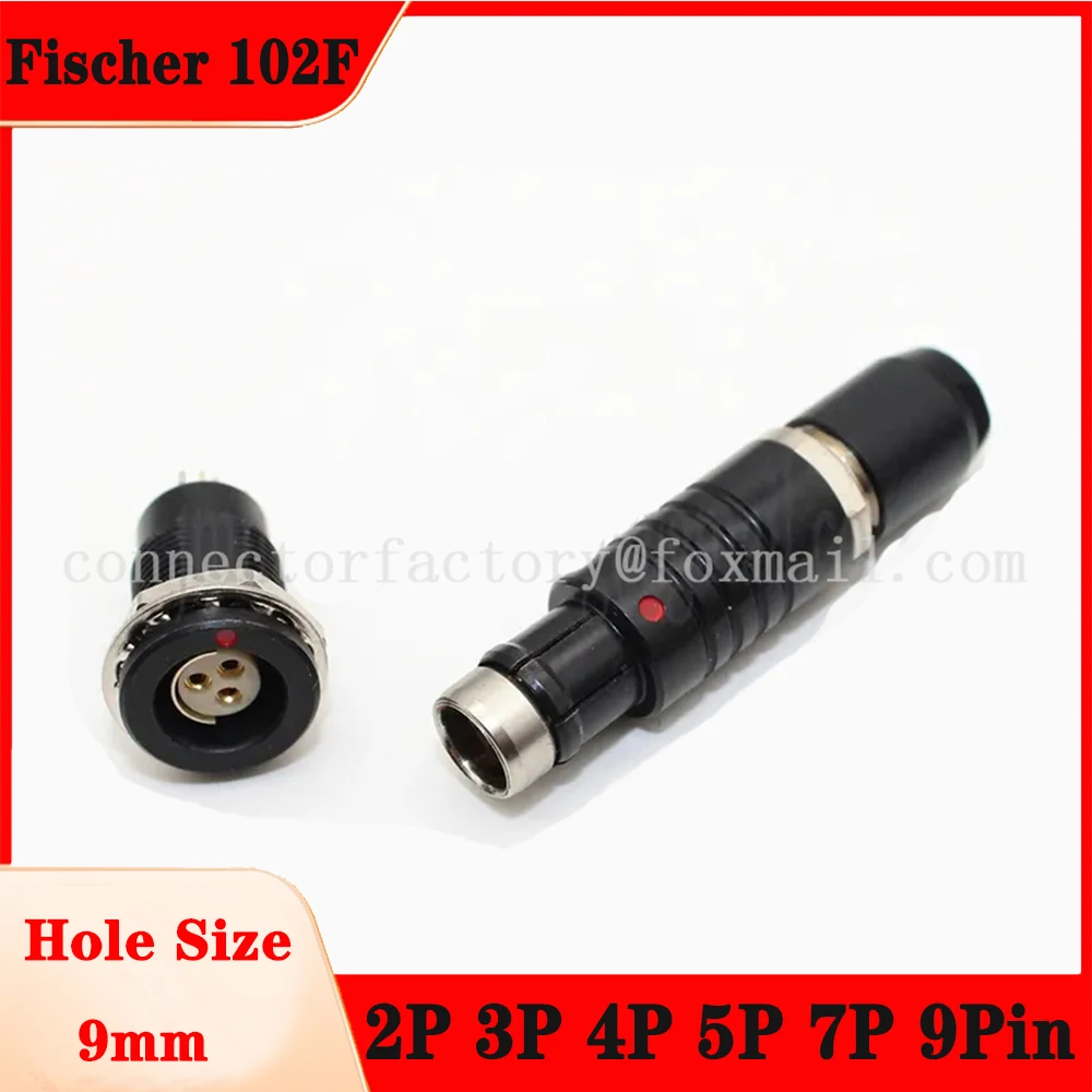 Black Fischer 102F M9 0F 2 3 4 5 7 9Pin Push-pull Self-locking Floating Male Plug Lnternal Nuts Fixation Female Socket Connector